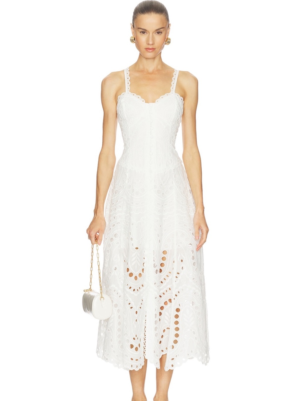 Charo Ruiz Solace Broderie Anglaise Cotton Midi Dress NWOT